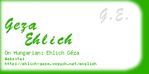 geza ehlich business card